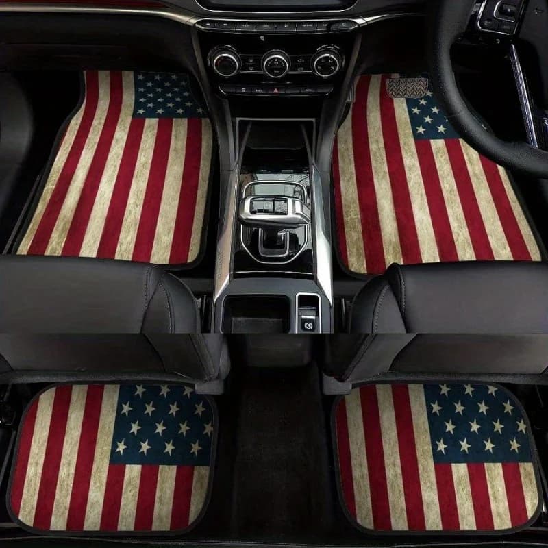 Set da 4 pezzi di tappetini per auto vivaci, multi-stili e personalizzati con texture in velluto di cristallo - adatti a tutte le posizioni di guida
