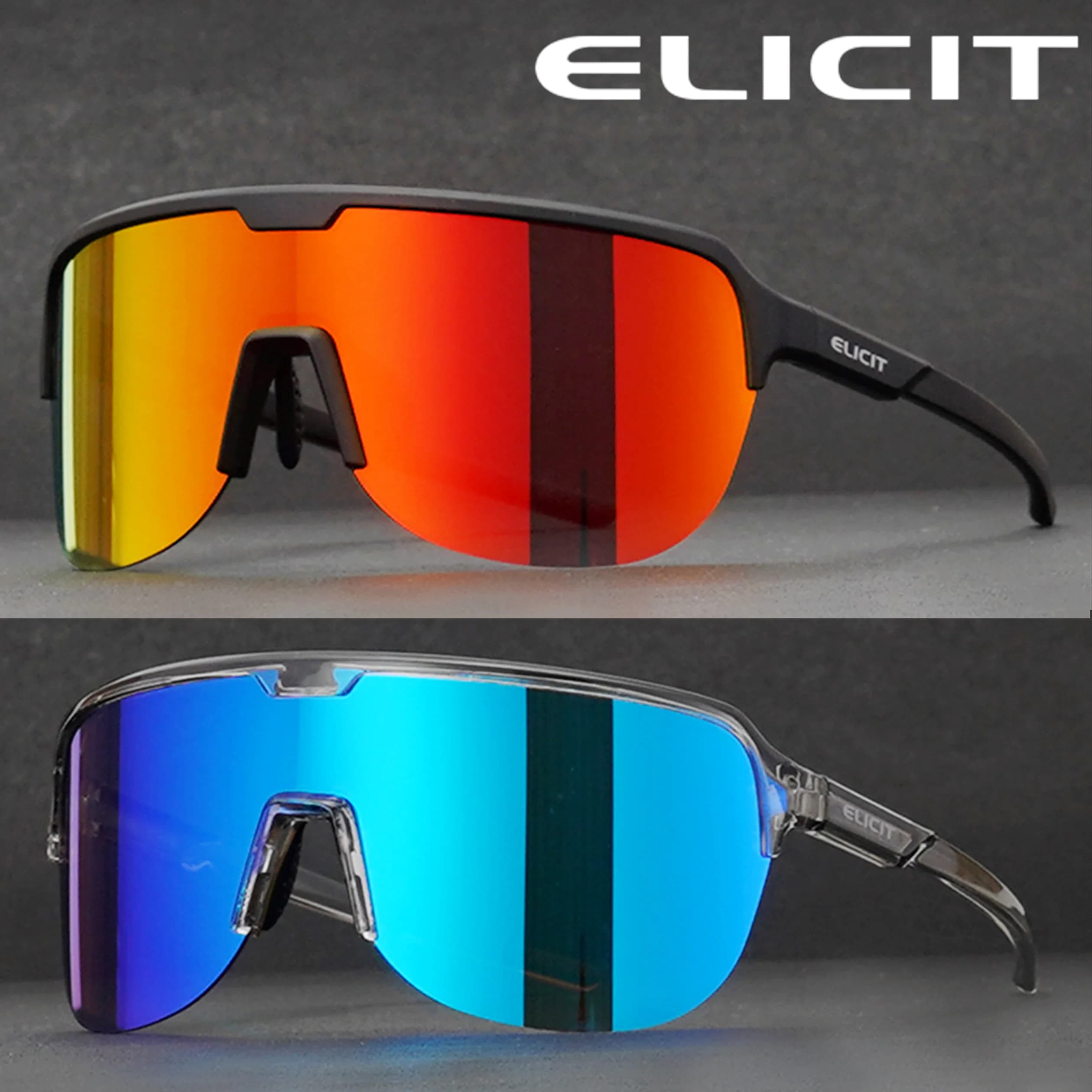 Occhiali da Ciclismo ELICIT Polarizzati per MTB e Bici da Strada, Protezione UV400, Occhiali da Sole Ultra Leggeri, Attrezzatura Sportiva con Set di 3 Lenti