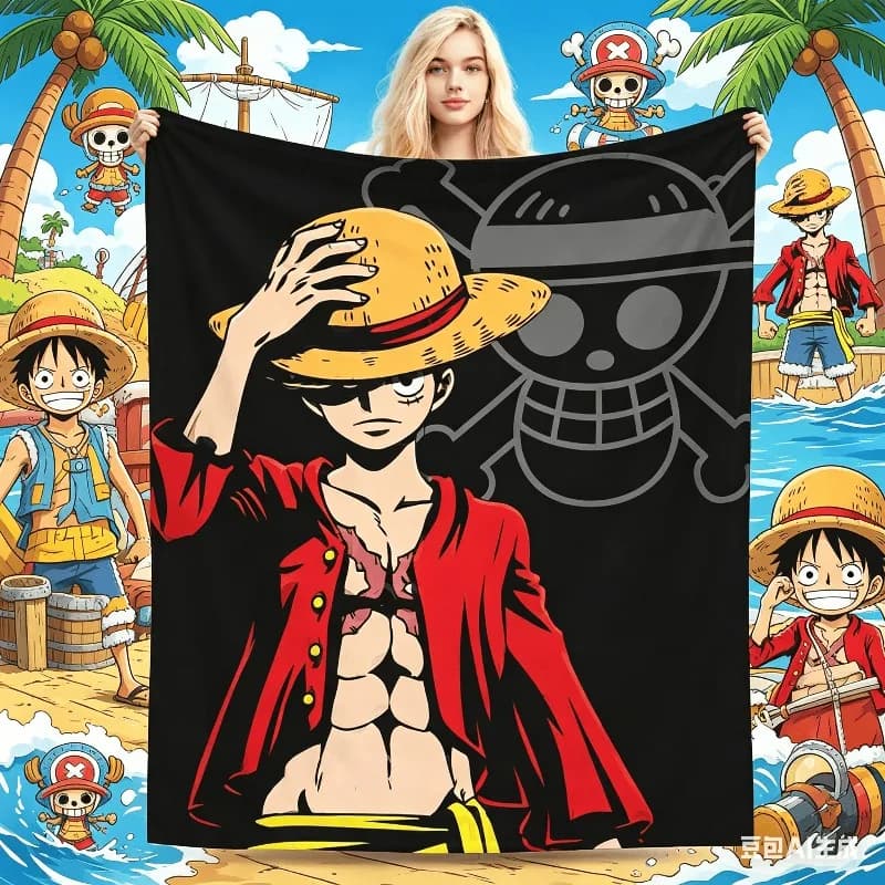 Coperta in flanella Ace Luffy Sabo One Piece Anime, calda e confortevole, ideale come copriletto per autunno/inverno