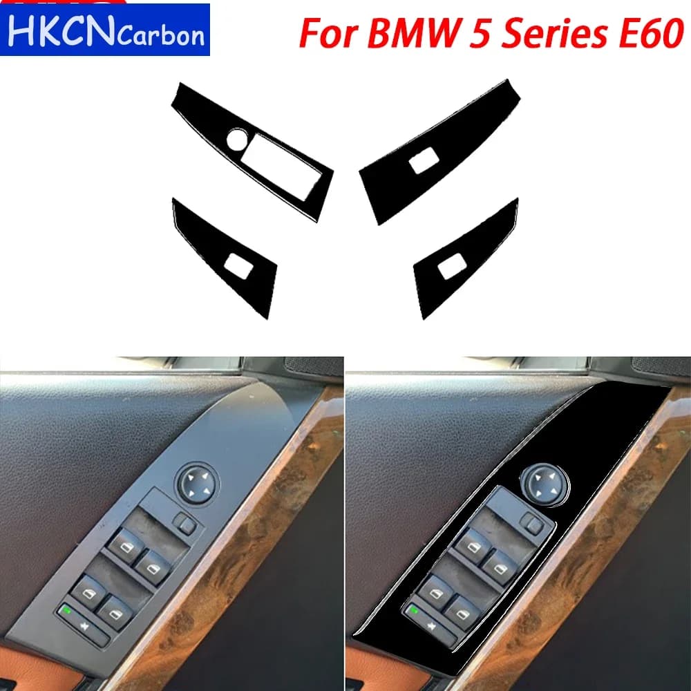 Trim Push Button Trim Cover Interior Car Accessories Decoration for BMW Series 5 E60 2004-2007 Carbon Fiber Wall decal