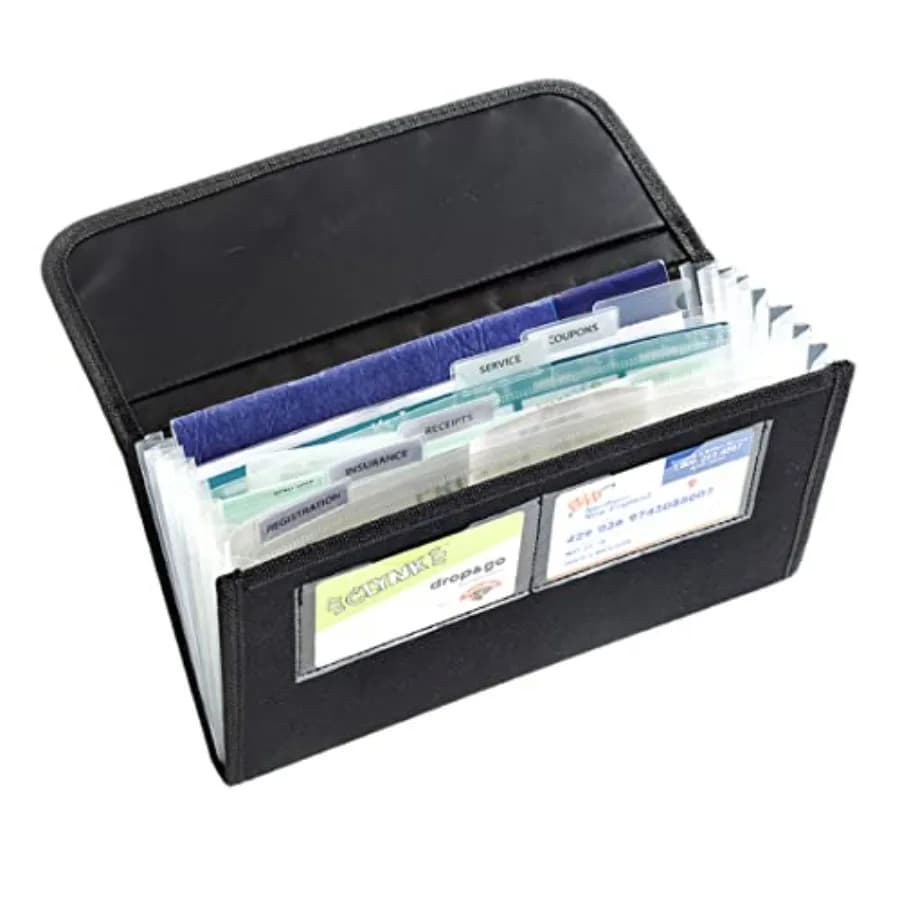 Organizer per Vano Portaoggetti - Porta Documenti e Libretti per Auto - Organizzatore Espandibile per Sedile Anteriore