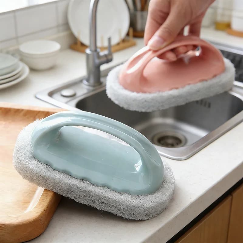 1/3/6pcs Handle Cleaning Brush with Sponge Multifunctional Scrubber for Bathroom Toilet Glass Bathtub Gas Stove Ceramic Window