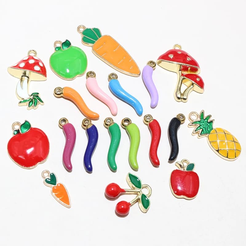 10 pezzi in acciaio inox peperoncino ciondolo Charms smalto pianta gioielli fai da te che fanno accessori per orecchini collana braccialetto