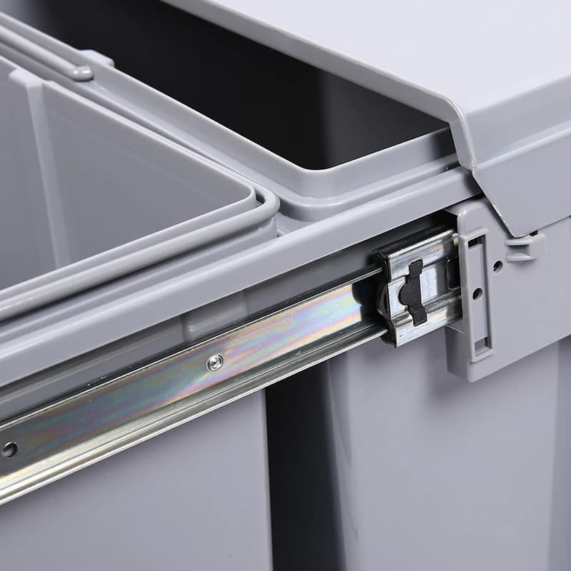 Contenitore estraibile per la raccolta differenziata serie 400, stile armadietto, 15L x 2, in plastica a doppio o triplo scomparto integrato, per l'organizzazione nascosta in cucina