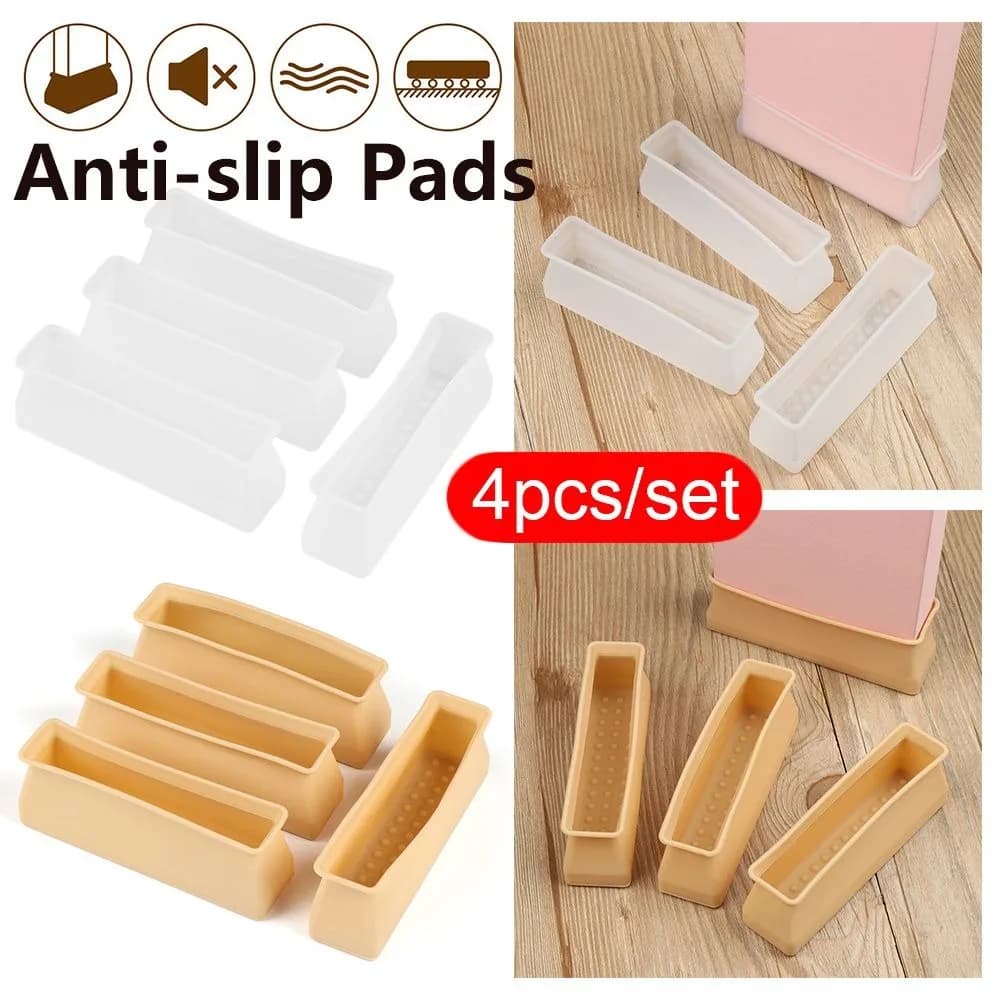 4 pezzi in Silicone antiscivolo sedia gambe tappi mobili pavimento protettore Pad piedi rettangolari spessi copertura divano in legno tavolo letto muto solido