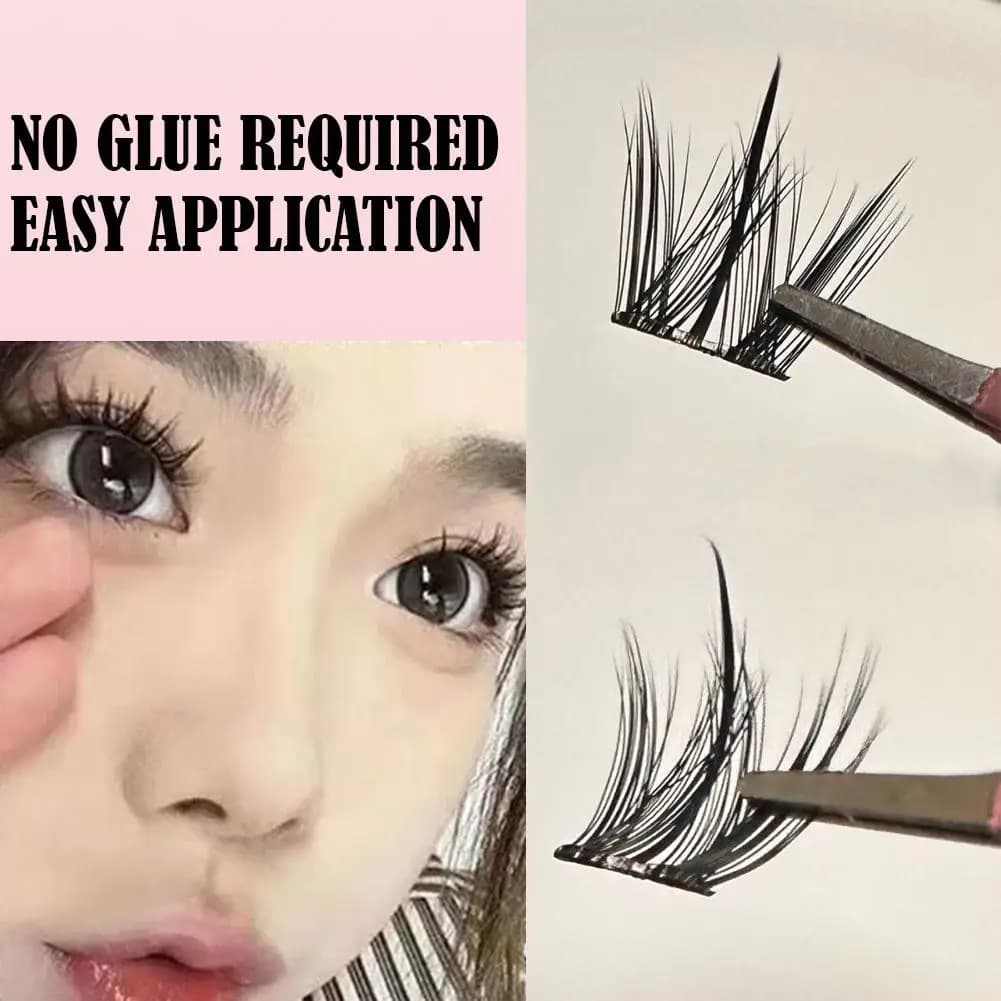 Ciglia finte a segmenti 3D fai-da-te per cosplay manga, ciglia a grappolo spesse e fini con punte anime naturali, trucco occhi riutilizzabile