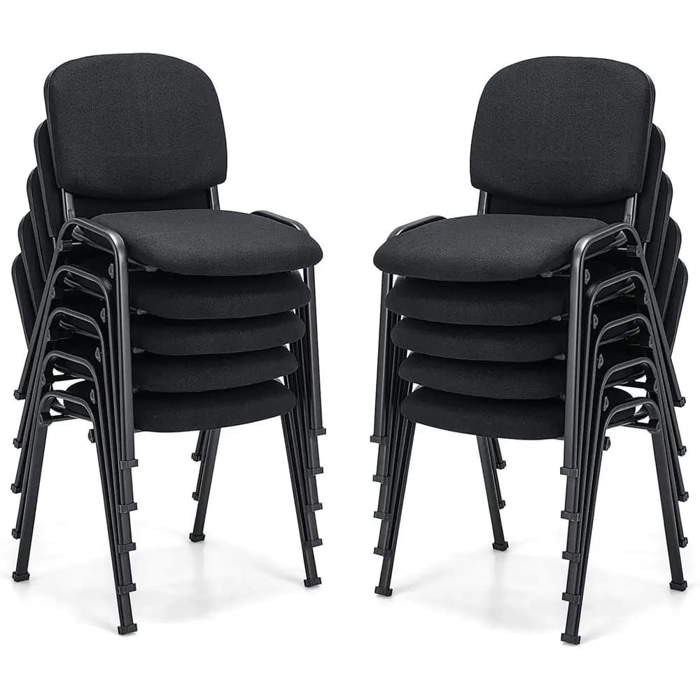 Set di 10 Sedie Ergonomiche Impilabili con Cuscino Imbottito per Ufficio, Sale Riunioni, Sale d'Attesa e Chiese