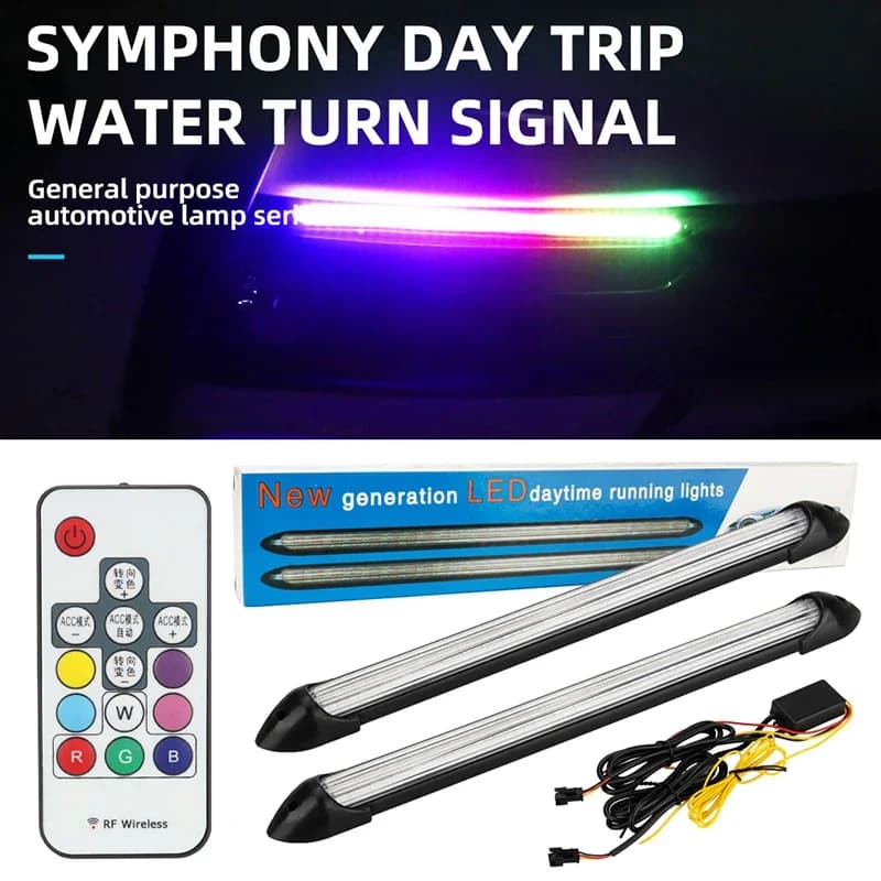 2 pezzi RGB LED indicatori di direzione striscia DRL luci di marcia diurna policromate lampeggianti luci decorative indicatore LED