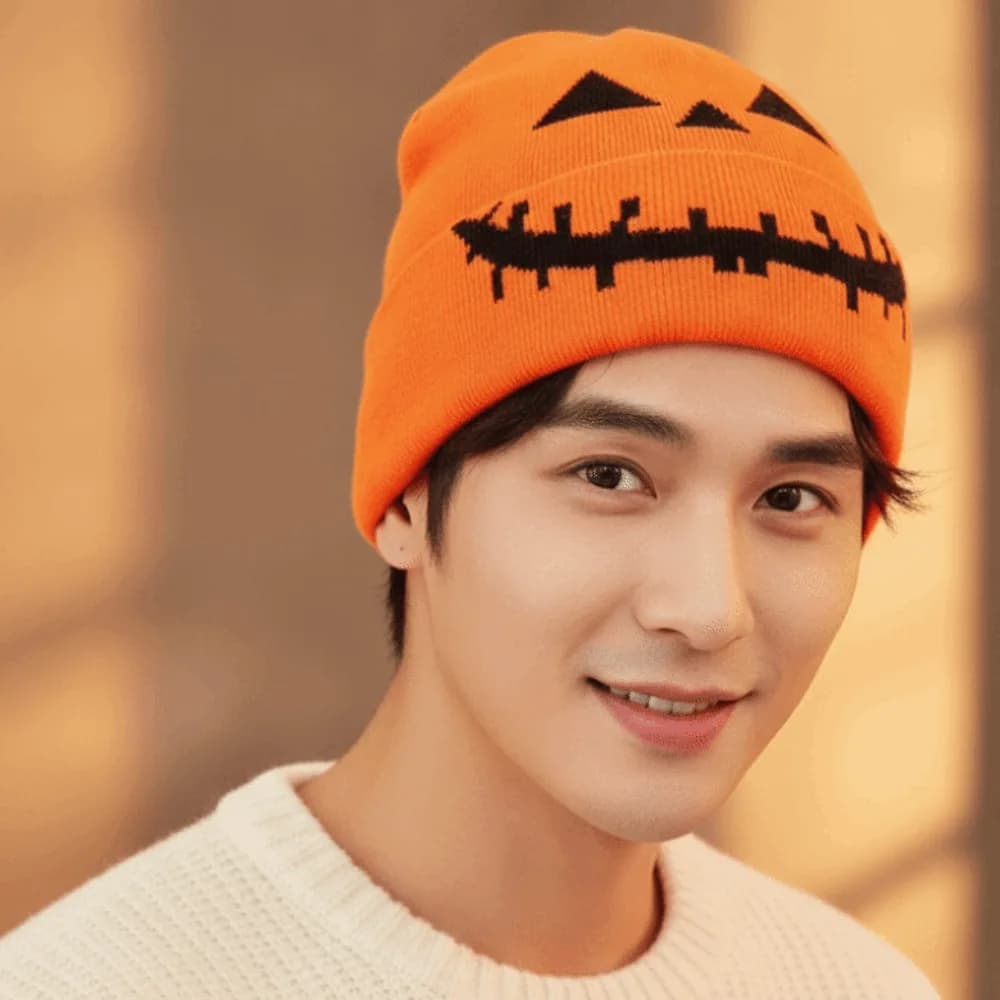 Knitted Fabric Pumpkin Beanie Hat Soft Texture Warm Halloween Knitted Cap Pumpkin Orange Breathable Hip Hop Skullcap Teens