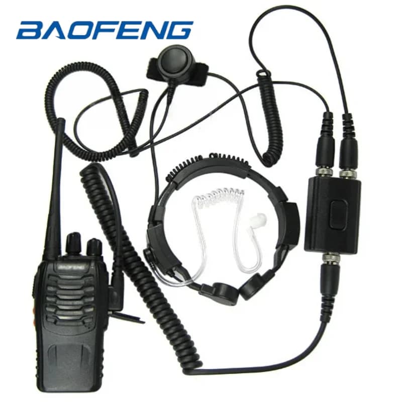 FBI Heavy Duty Tattico Militare Gola Microfono Auricolare Auricolare per BAOFENG UV5R Plus BF-F8 + Kenwood Walkie Talkie Radio Auricolare