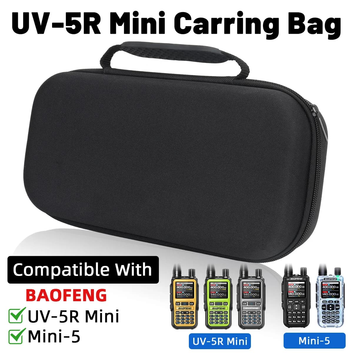 ABBREE UV‑5R MINI Walkie Talkie Carrying Case Portable Storage Handbag Protective Bag For BAOFENG MINI 5 Radio Outdoor Camping