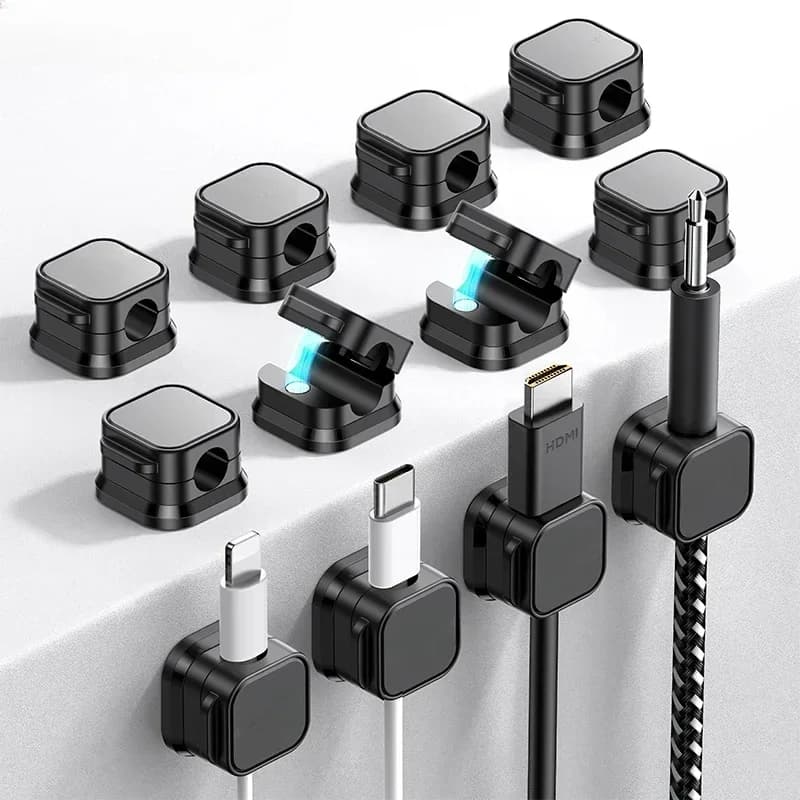 6-12Pcs Magnetic Cable Clips, Adjustable Cord Holder Under Desk, Multifunctional Cable Organizer for Wire Management
