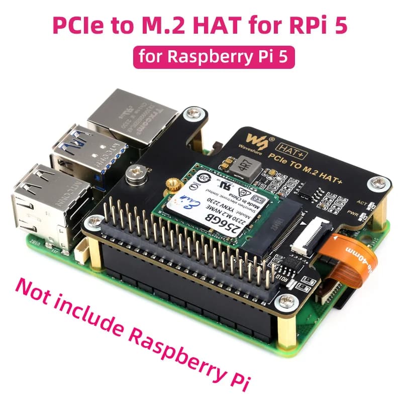 High-speed Raspberry Pi 5 PCIe expansion card at M.2 HAT NVME with 16P cable GPIO header Active cooling device for RPI 5 Pi5