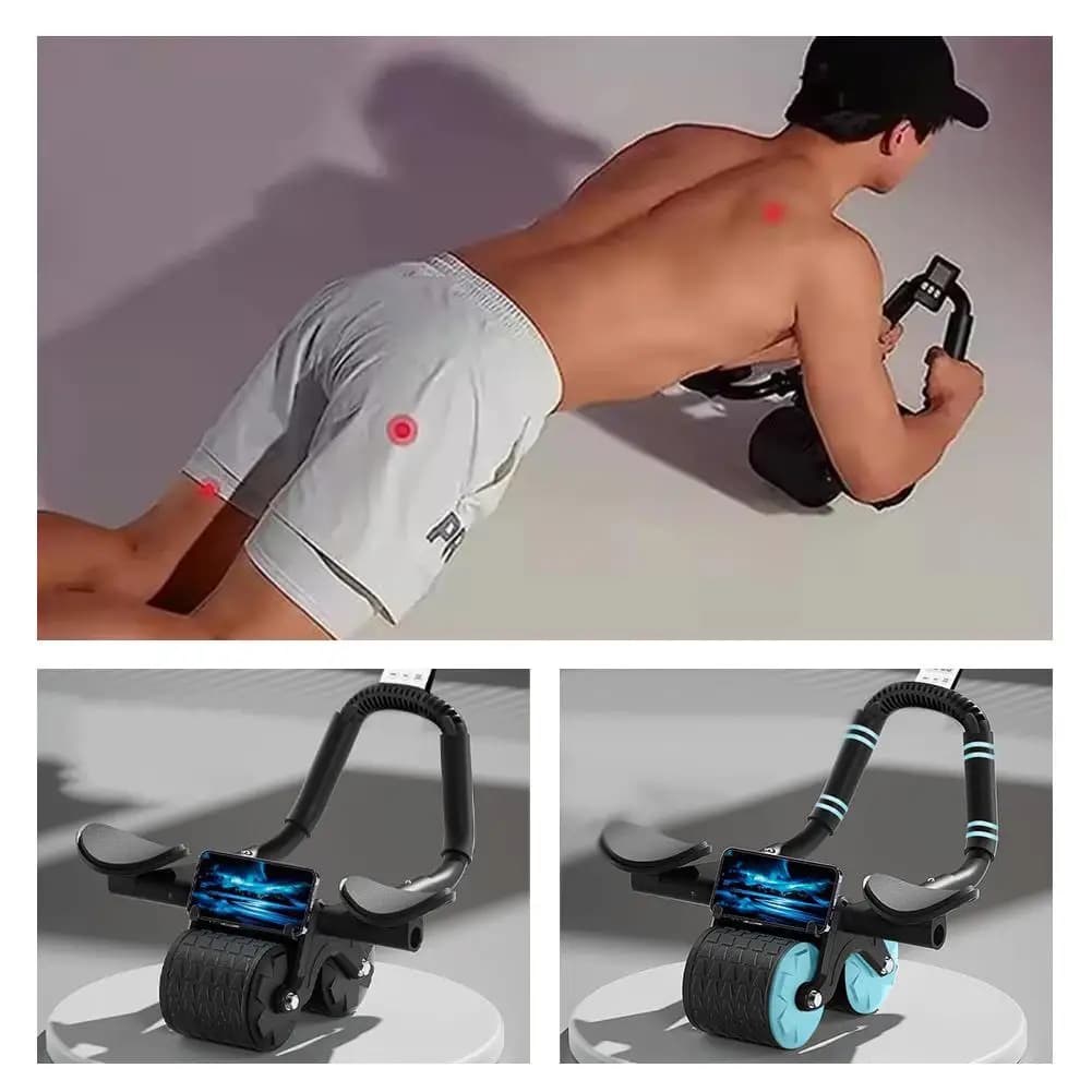 Abdominal Training Equipment with Wheel AB, Rubber Support, Automatic Rebound and Counter Display