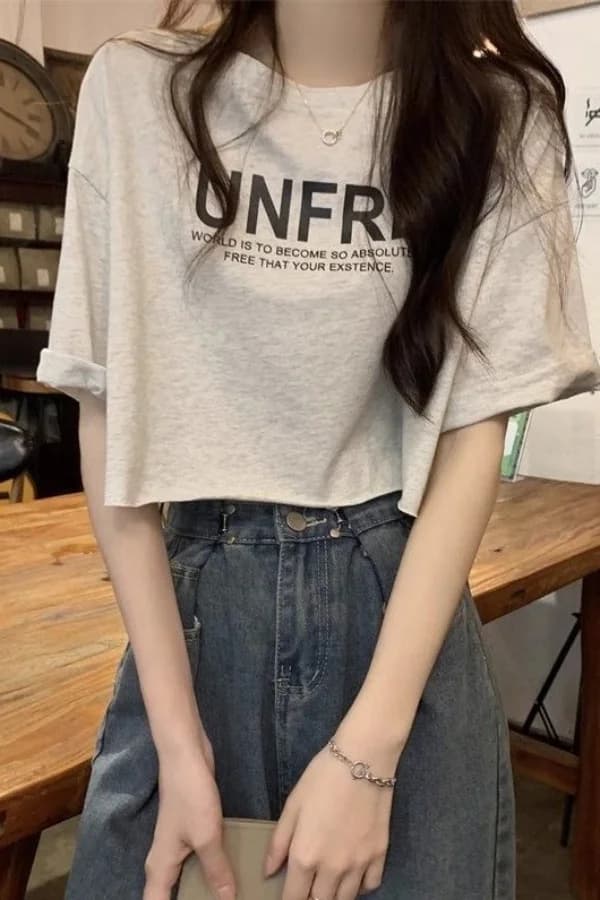 Short Sleeve T-Shirts Womens Gothic Punk Cotton Comfortable Relaxed Fit Oversized Loose Casual Aesthetic Streetwear Graphic