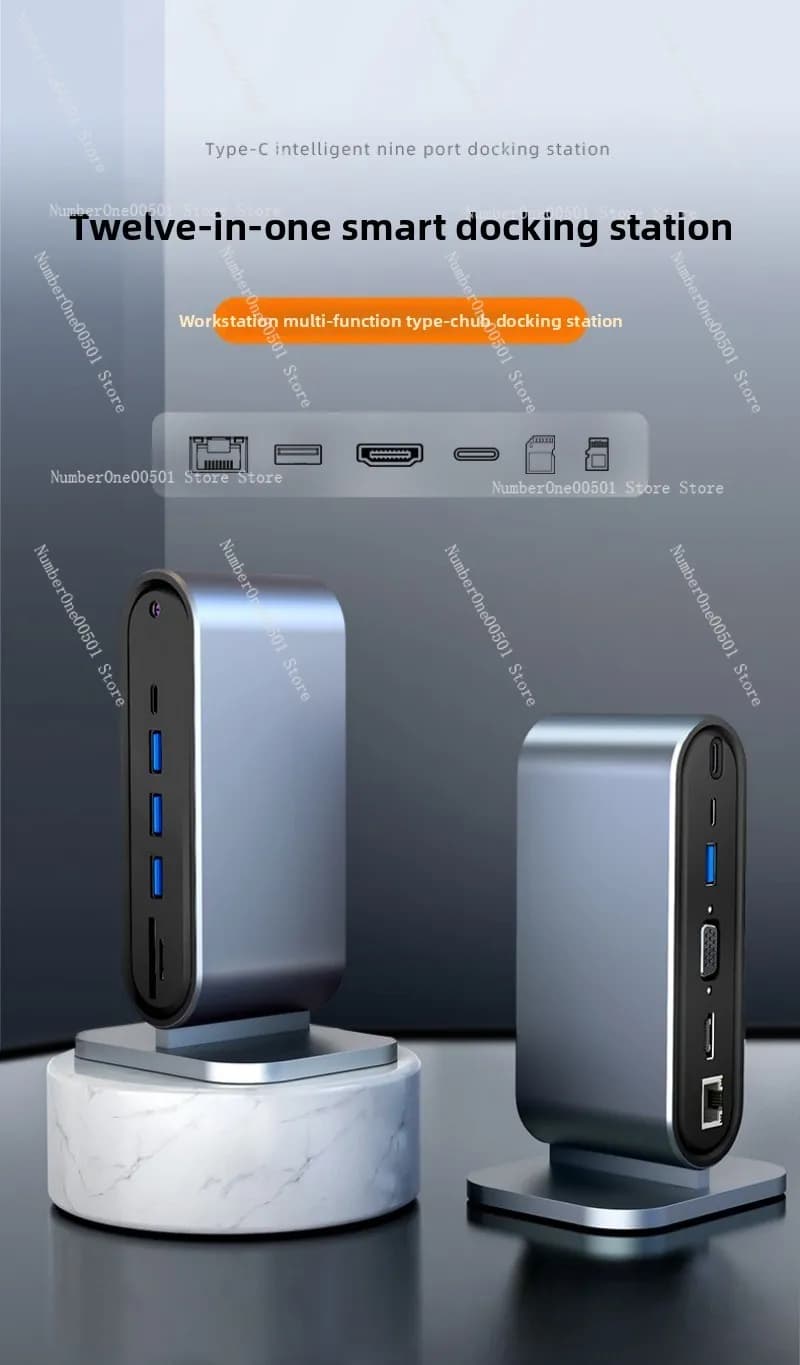 Docking station verticale a 12 porte doppio schermo ad alta definizione Display simultaneo 4K adatto per workstation per computer mac