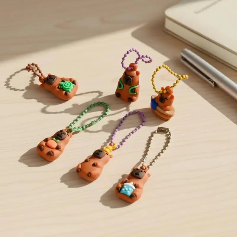 24 Pezzi Portachiavi a Forma di Capibara Cartoon, Scatola Sorpresa, Ciondolo Carino per Borsa, Decorazione per Zaino, Portachiavi per Auto, Regalo per Bambini
