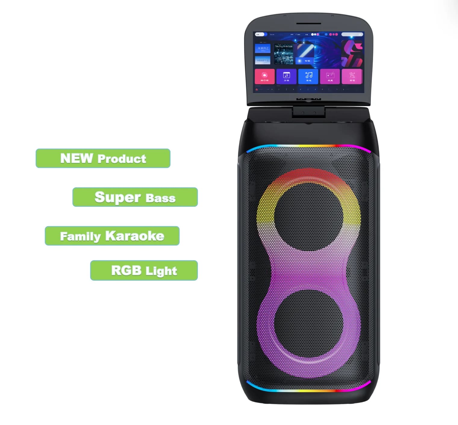 For K60 Karaoke Machine Table Touch Screen 2x6.5'' Speakers WiFi For V5.2 Wireless Microphone Support Computer Compatible
