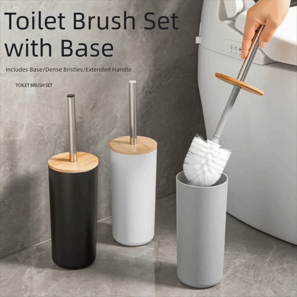 Anti Drip Toilet Brush Set Long Handle Nordic Style Toilet Scrubber Comfortable Grip Standing Base Toilet Rim Cleaner Brush
