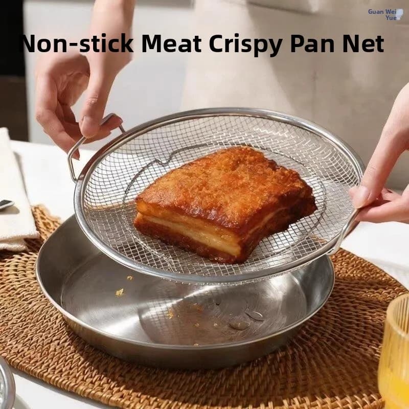 Stainless Steel Kitchen Fry Pan Bottom Net Anti-Adhesive Fried Pork Cutlet Special Tool Oil Filtering Screen Net