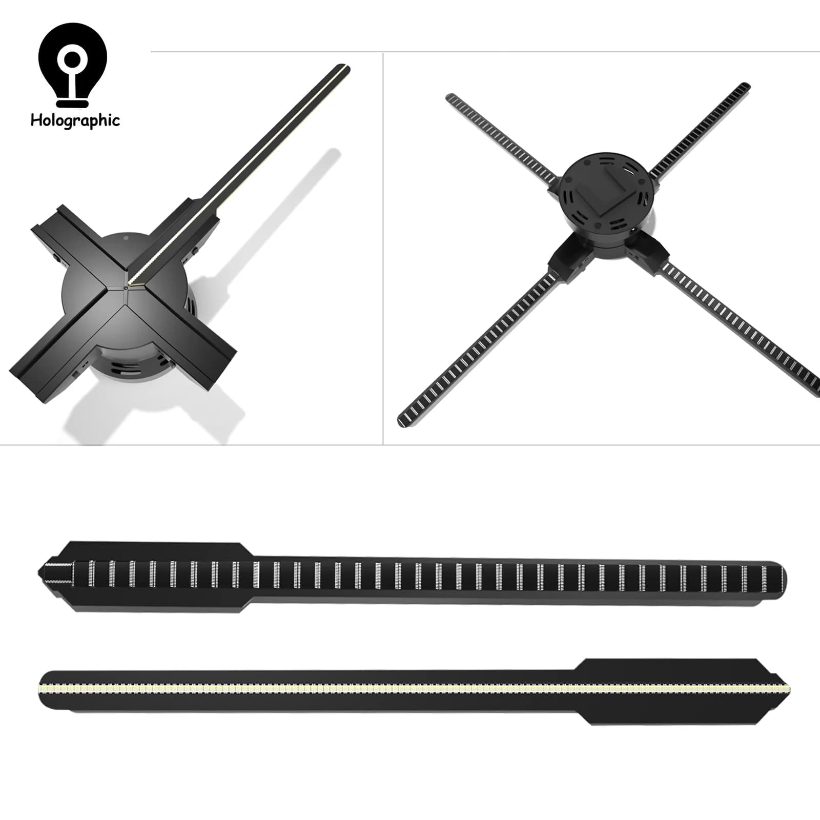 3D Hologram Projector Fan Blade Remote Wifi Control 52-65cm Commercial Advertise Display Hologram Projector Logo Light Blade