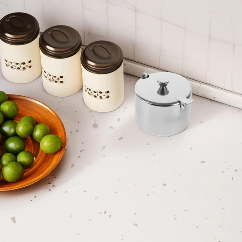 Set di coperchi e cucchiai per contenitori in acciaio inossidabile, contenitore ermetico per condimenti, sale, pepe, spezie, zucchero, per la cucina.