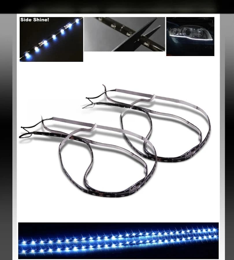 2 x Cutable Side Shine 7000K White SMD LED Strip Headlights Grille Fog Light Bar