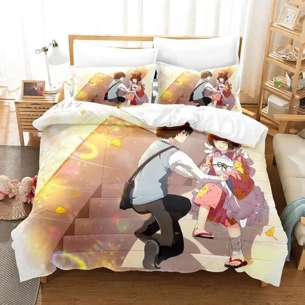 March comes in like a lion Bedding Set Cartoon Anime three-piece set Adult Kid Bedroom Duvetcover Sets Kawaii luxury bedding set