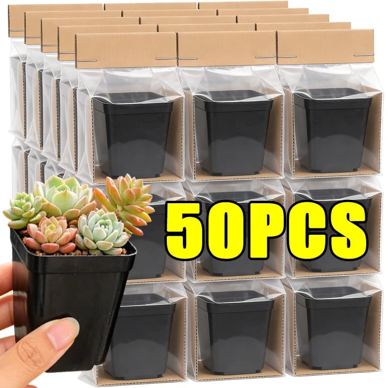 10/50 Pezzi Vasi Quadrati per Semina, Contenitori Traspiranti per Piante Succulente e Fiori, Vasi da Giardino e Vivaio per Casa e Balcone