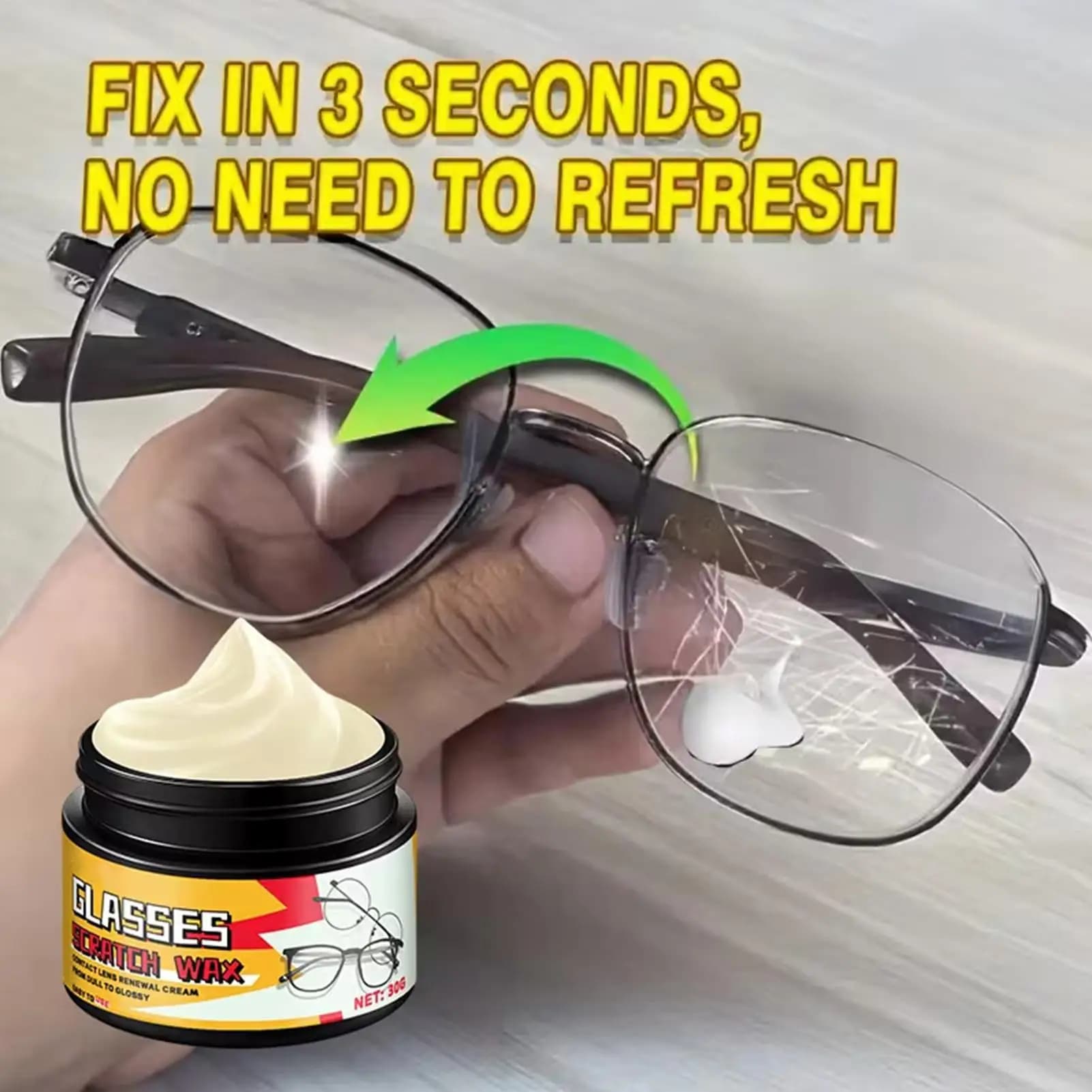 Lens Scratch Remover 30g Long-Lasting Cleaner Polishing with Sponge Eye Glass Scratch Remover for Cleaning Car Fog Watch Screen