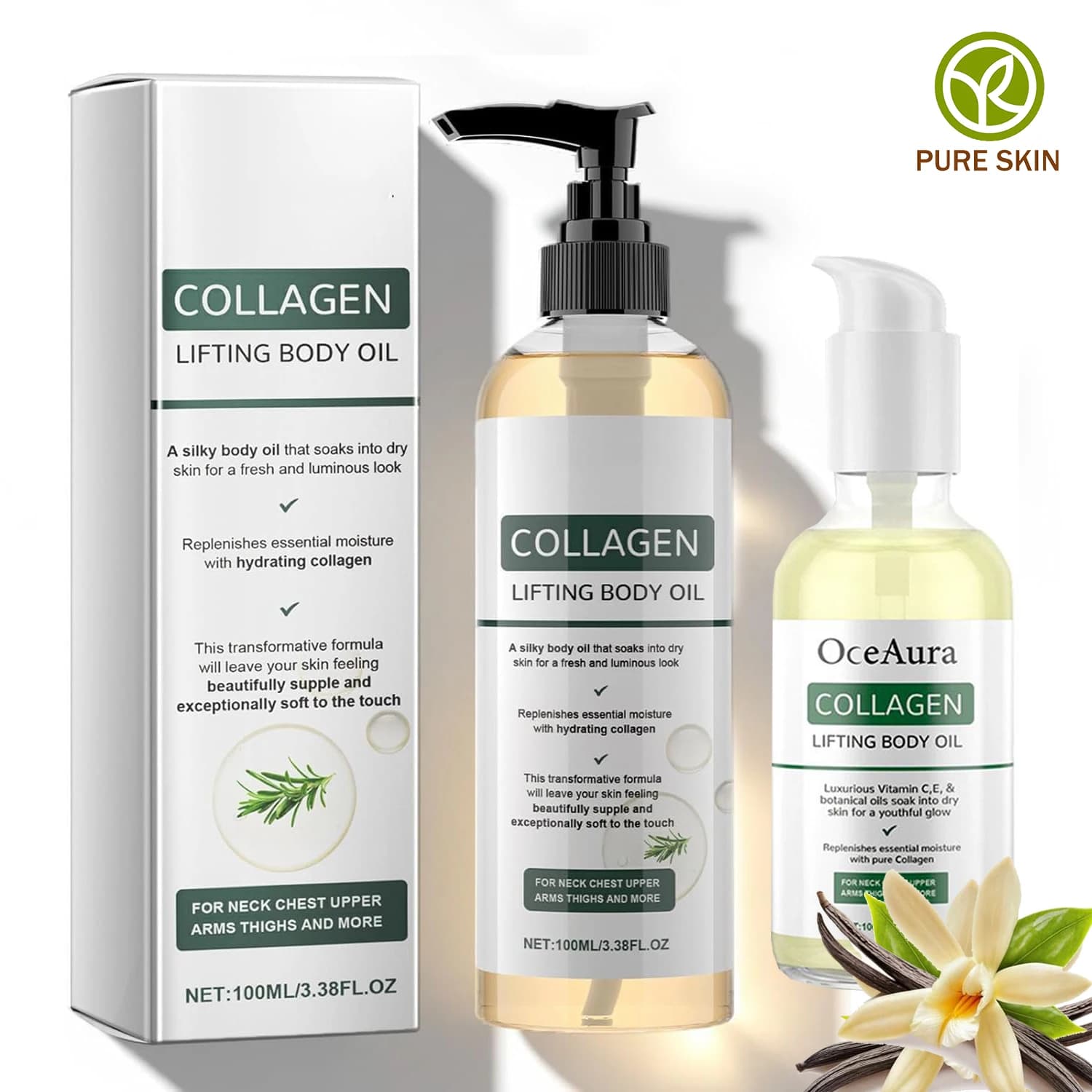 Olio corpo idratante al collagene, olio corpo liftante, idratante dopo la doccia, oli corpo al collagene per donne e uomini, leggero e non grasso