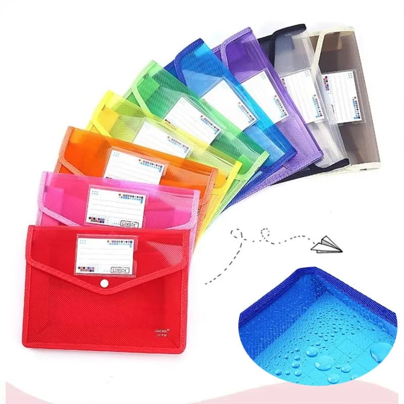 1-10PCS Waterproof A4 A5 Snap Button File Folder Clear Document Pouch Organizer for School Office Home Stationery Supplies