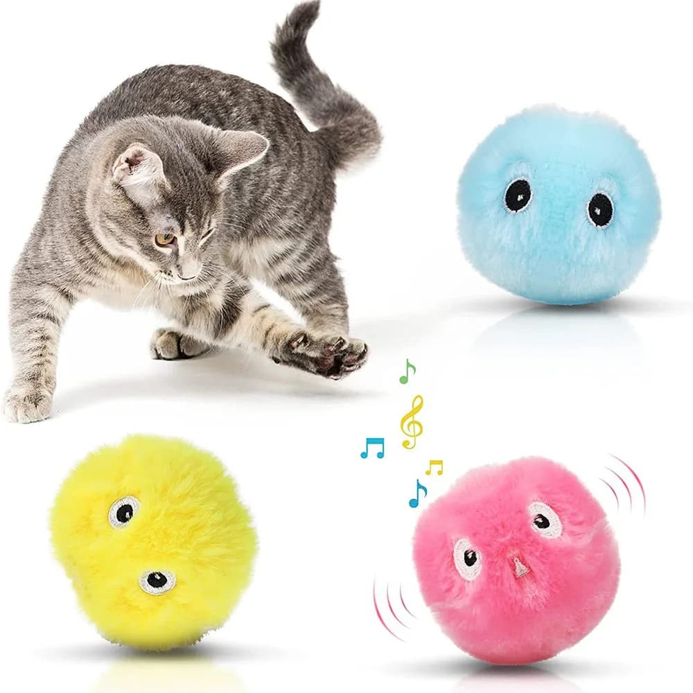 Giocattoli per Gatti Peluche Elettrico con Erba Gatta Palla Interattiva Intelligente per Gattini con Suono Prodotto per Animali Domestici Palla Giocattolo Squittente