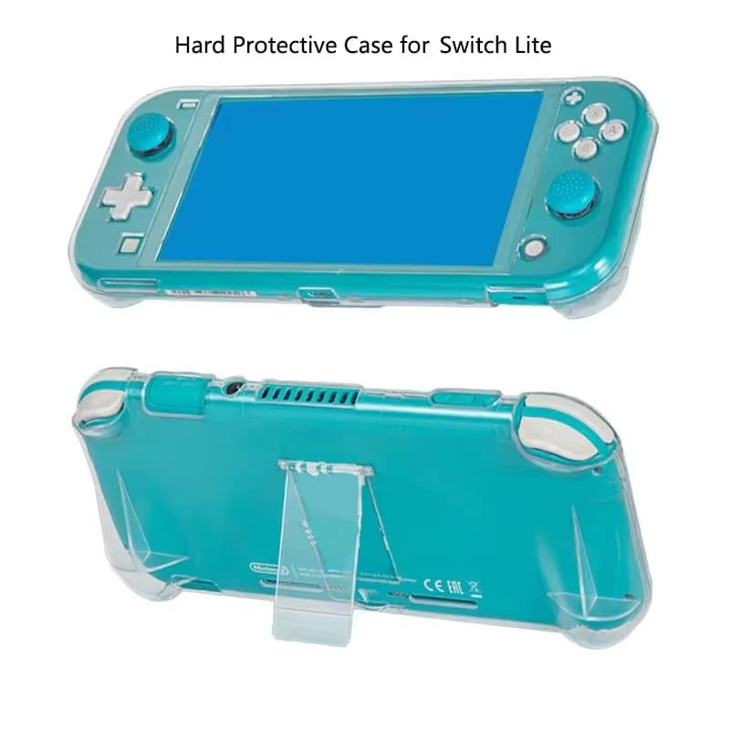 Custodia Protettiva Rigida per Console da Gioco Switch Lite, Cover Trasparente Anti-Graffio in Cristallo con Supporto Integrato