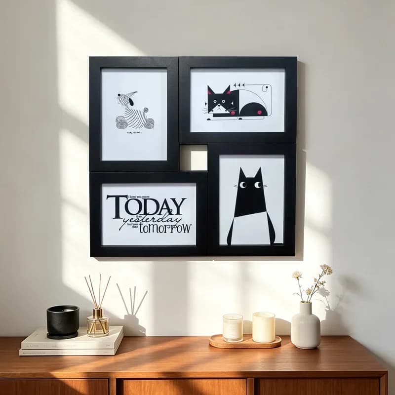 4-Grid Wall-Mounted Photo Frame Set – Versatile Combination Picture Frames for Home Decor and Stylish Wall Displays