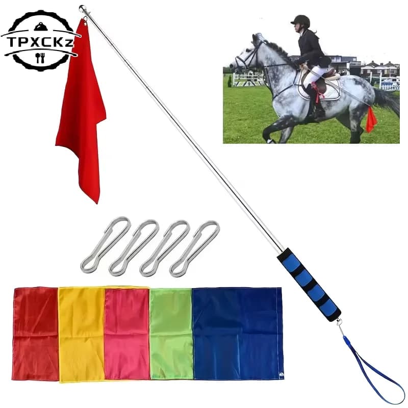 💐 Bandiere per Addestramento Cavalli con Asta Telescopica, Set di Aste per Guida Turistica, Attrezzatura Portatile per Equitazione, Colori Vivaci