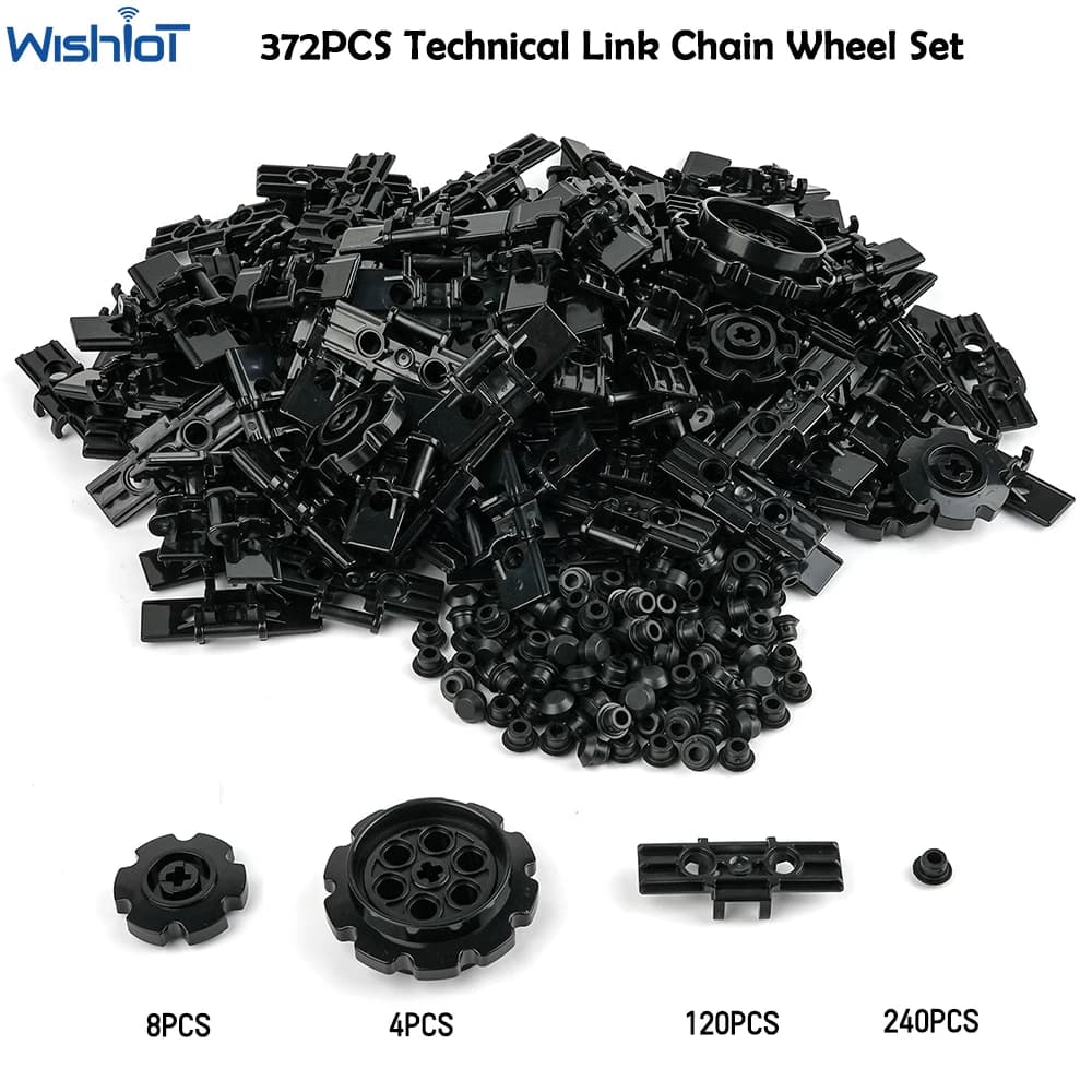 372PCS Set di ruote per catena a maglie tecniche MOC Tank Engineering Car Tracks Legoeds-blocchi di costruzione compatibili 57519 57520 88323 24375