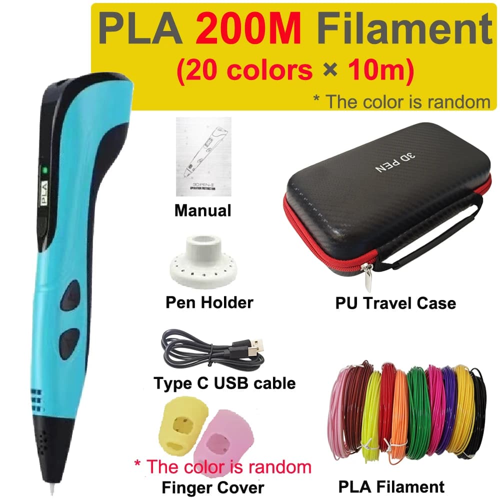 New 3D Printing Pen 3D Children's Pen Filament PLA 1.75 mm DIY Design Birthday Christmas Gifts for Kids with Travel Case