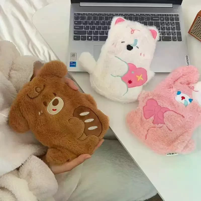 2025 il nuovo scaldabraccia spesso peluche mano simpatico cartone animato bottiglia d'acqua calda borsa calda multicolore opzionale