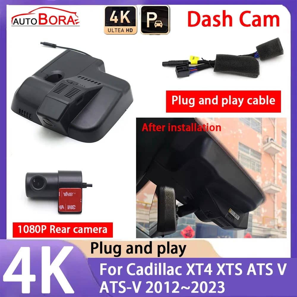 AutoBora 4K 2160P Telecamera DVR per Auto Plug and Play UHD con Visione Notturna per Cadillac XT4 XTS ATS V ATS-V 2012~2023