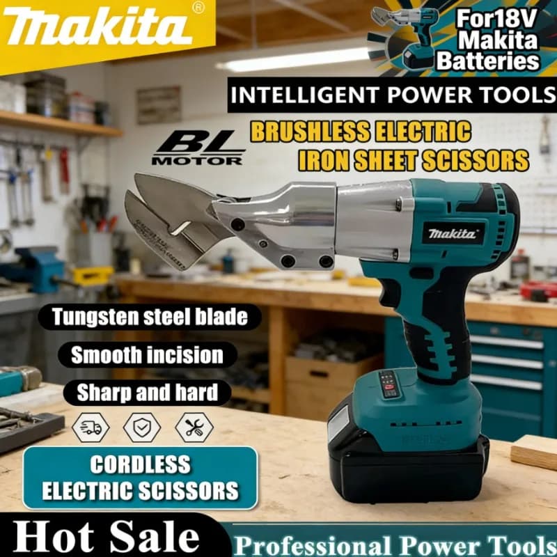 Forbici Elettriche Senza Spazzole Makita, Utensile Professionale Ricaricabile per Taglio Metalli, Cesoia per Lamiere 18V, Attrezzo Elettrico