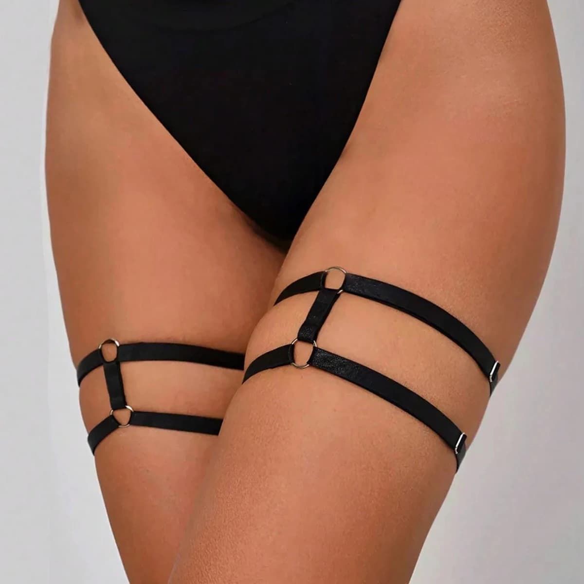 1 paio di Cinghie Elastiche da Donna per Coscia, Stile Gotico Punk Harajuku, con Anello per Gamba e Cinghia Y2K