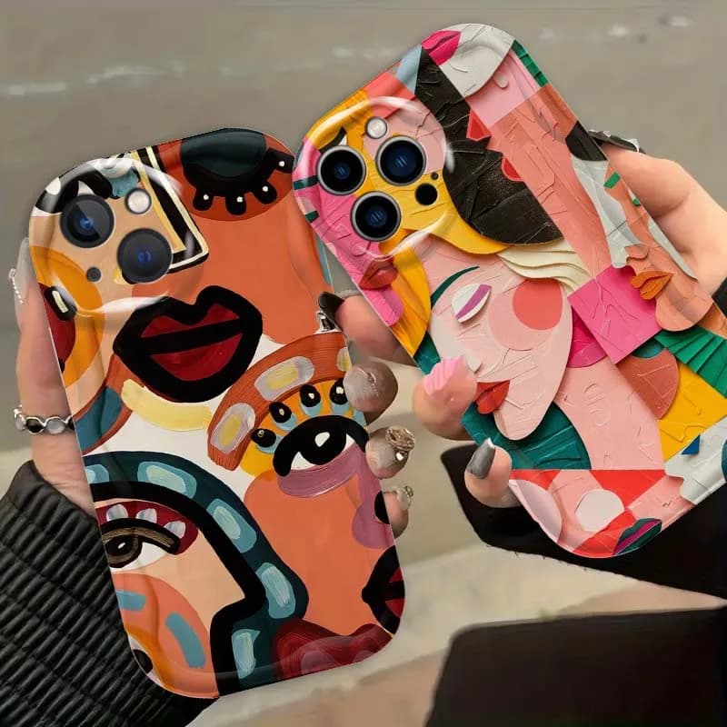 Cover per iPhone con Graffiti Astratti e Olio Effetto Onda per Apple iPhone 17 16 15 14 13 12 Mini Air Pro Max Plus