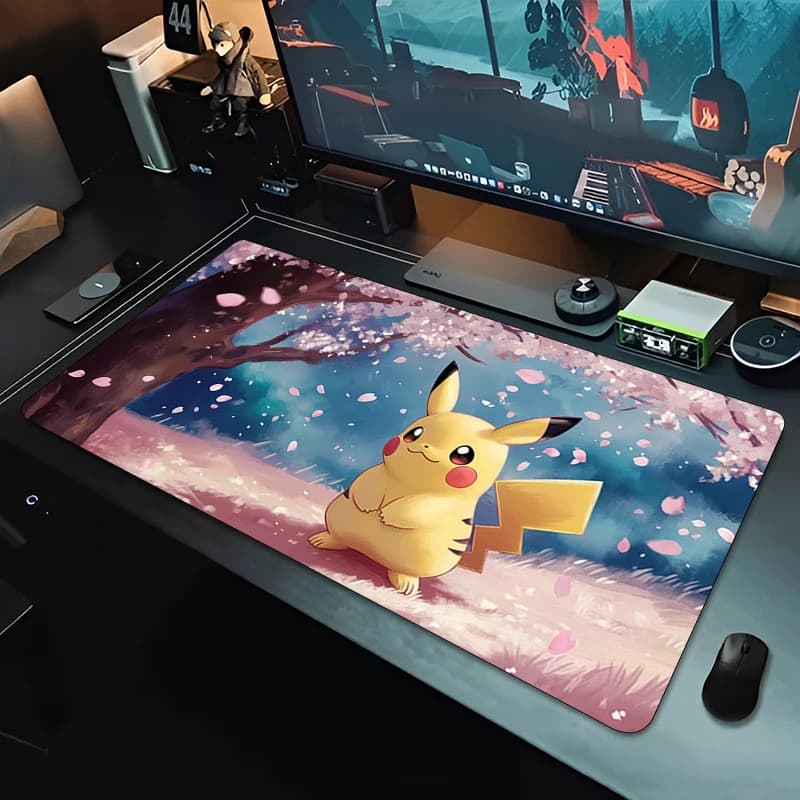 Tappetino per mouse Anime, simpatico Pikachu, per giocatori e-sport, tappetino in gomma per tastiera 90x40cm, Pokemon, tappetino per mouse da ufficio, kawaii, tappetino da scrivania