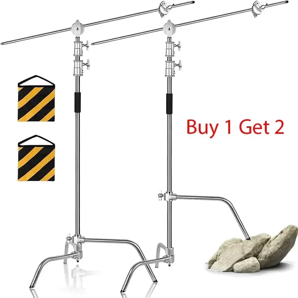 Cross Arm Stainless Steel Kit Light Stand With Weight Bag Photo Studio Accessories Extension Rod 2.49M Length