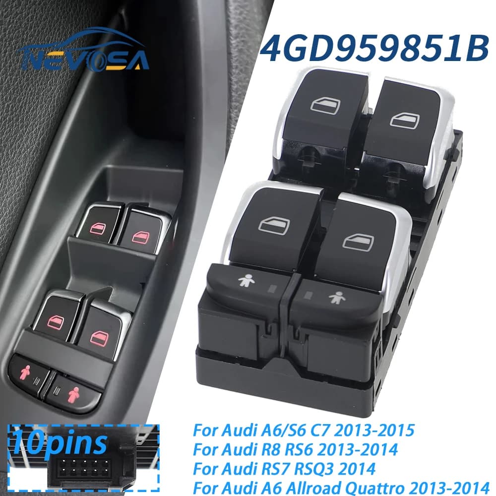 Per Audi A6 C7 A6 Allroad A6 Avant A6L RS7 LHD Interruttore Principale Interruttore di Controllo Della Finestra di Potere Pulsante 4G0959851 4GD959851 4G0959851B