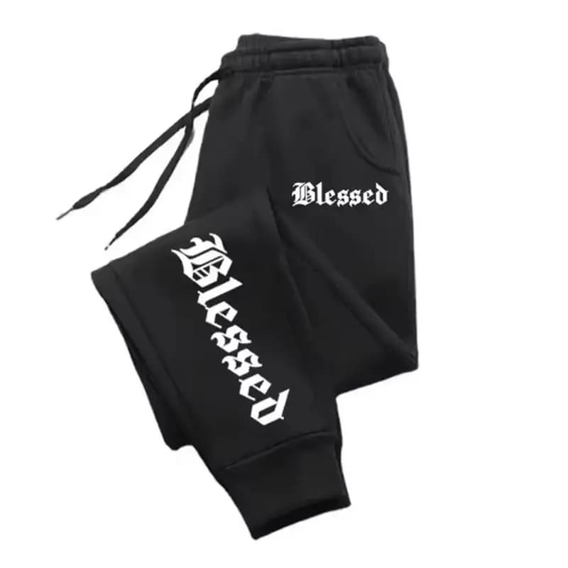 Leggings activewear da uomo e da donna stampati con lettera di benedizione Abbigliamento sportivo da uomo con coulisse Pantaloni Y2K Pantaloni sportivi da jogging