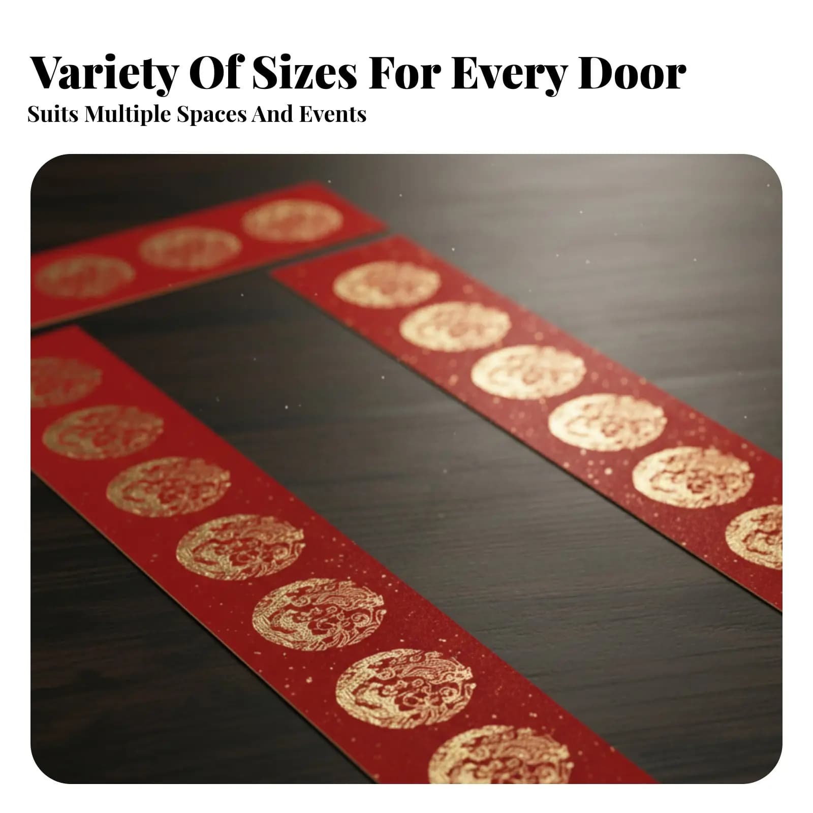 Festive Couplets Set, New Year Door Stickers, Calligraphy Decor, Red Xuan Paper, Gold Ink, Holiday Home Decoration