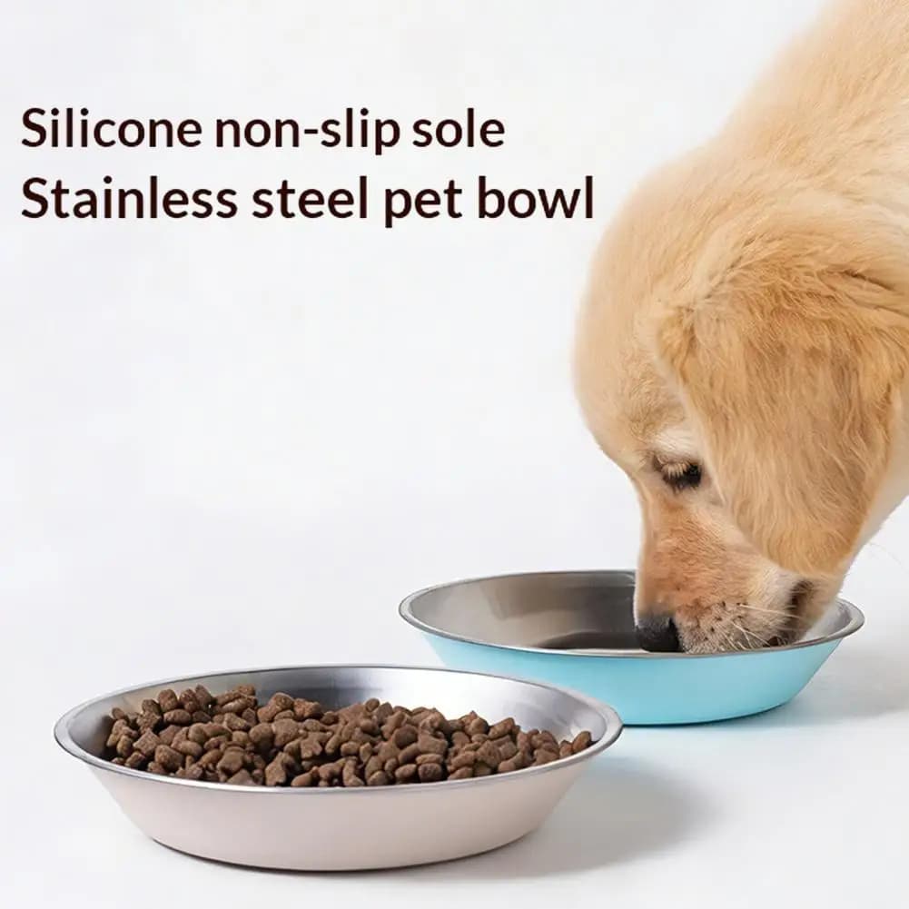 Ciotola per Cani in Acciaio Inossidabile con Base Antiscivolo in Silicone, Ciotola Anti-ribaltamento per Cani e Gatti, Ciotola per Acqua e Cibo per Animali Domestici di Piccola Taglia, in Metallo