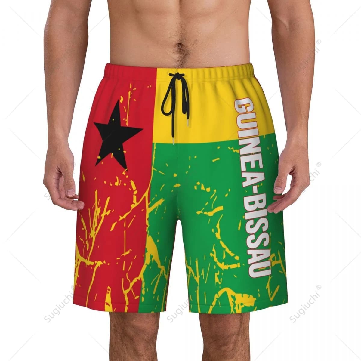 Men's Guinea-Bissau Flag Beach Pants Board Shorts Surfing Boys Soccer Cycling Swimwear Running Polyester